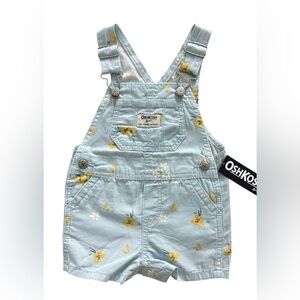 Oshkosh Blue Floral Overalls Shortalls Girls Size 12 Months NWT